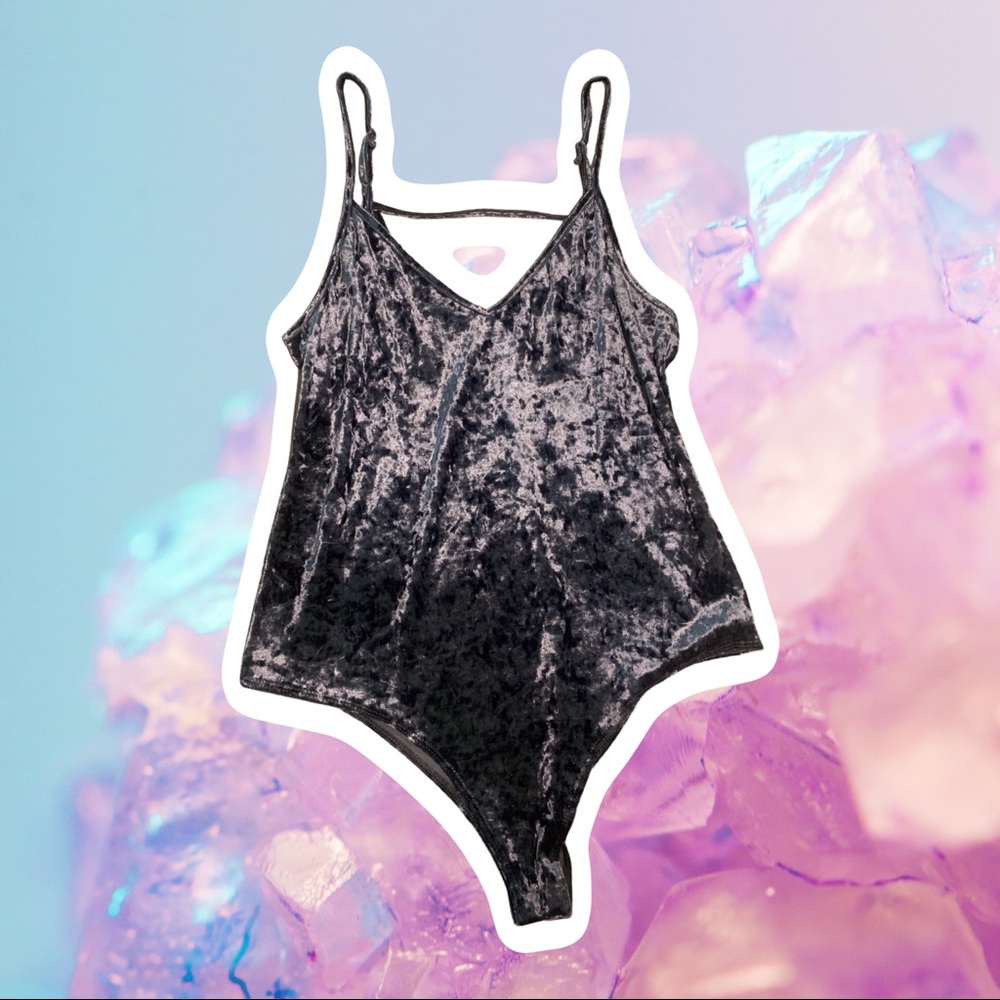 Grey velvet bodysuit. Size large